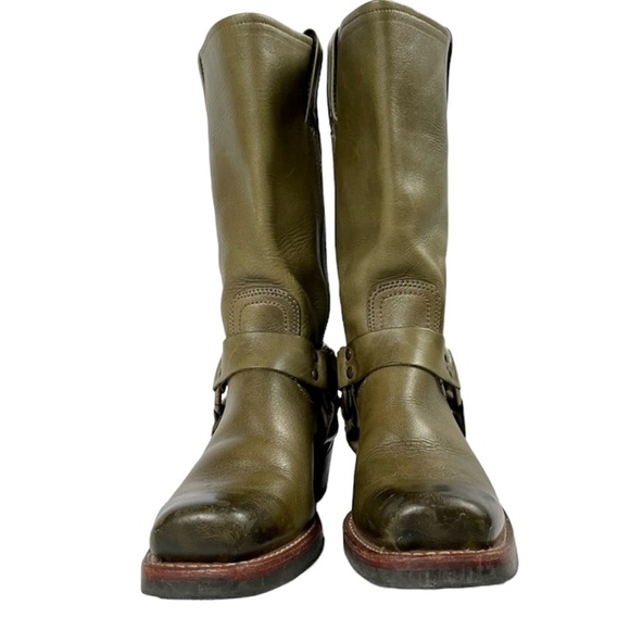 Frye Vintage Olive Green Leather Harness Boot size 9.5 - Picture 8 of 9